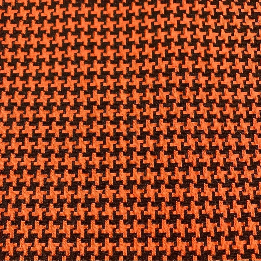 “Stop Staring” pumpkin orange and black houndstooth retro  look fitted dress- S - Picture 13 of 15